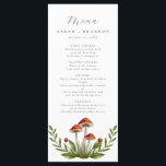 Menu Aquarelle de forêt de bois Mariage de champignon<br><div class="desc">Bois forêt Aquarelle Champignons Menu Mariage</div>