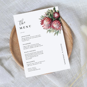 Menu Aquarelle de Protea autochtone Boho floral Botaniq