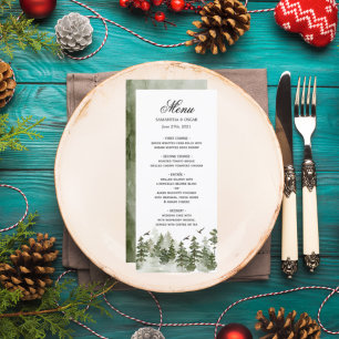 Menu Aquarelle d'hiver moderne Forêt verte avec neige