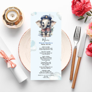 Menu Aquarelle Elephant thème nautique
