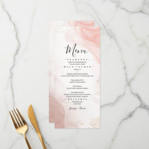 Menu Aquarelle encre rose rose