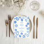 Menu Aquarelle Étoile de David Bar Mitzvah Bleu<br><div class="desc">Carte de menu parfaite pour une bat mitzvah, bar mitzvah, mariage ou autre célébration juive ! Art aquarelle fait main pour vous sur le recto et le verso ! ENTIÈREMENT PERSONNALISABLE ! Cliquez sur « Personnaliser » ci-dessus pour modifier le texte. Cliquez sur « modifier à l'aide de l'outil de...</div>