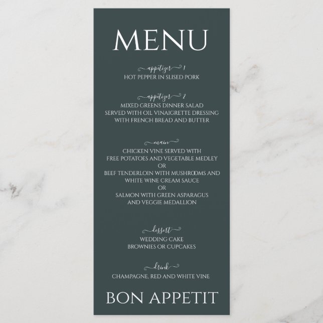 Menu aquarelle eucalyptus vert sauge (Devant)