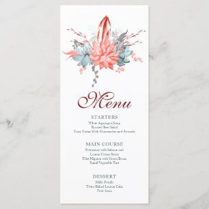 Menu Aquarelle Fleur de Succulente Botanique Bar Mitzva