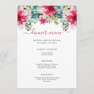 Menu Aquarelle Fleurs de vacances MARIAGE