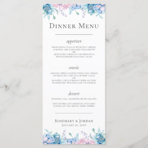 Menu Aquarelle Floral & Bois rustique Dîner de ferme