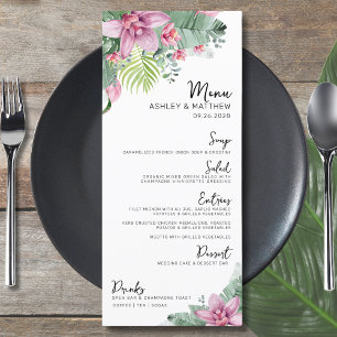 Menu Aquarelle Floral Mariage tropical