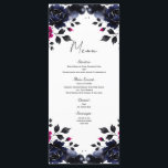 Menu Aquarelle Floral Rose Magenta et Bleu Encre<br><div class="desc">Les articles assortis dans ce design sont disponibles.</div>