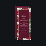 Menu Aquarelle florale bourguignonne moderne Mariage él<br><div class="desc">Un design moderne bordeaux et blanc à fleurs à la mariage avec des fleurs d'aquarelle. Ce design mariage moderne et contemporain est idéal pour toutes les saisons, printemps, été, automne, hiver. Une élégante rose bordeaux et blanche et leur aquarelle verdoyante illustration. Une carte de menu mariage à thème bordeaux classique...</div>