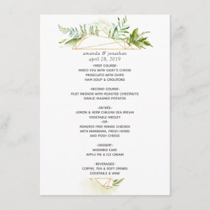 Menu Aquarelle Géométrique Cristal Mariage