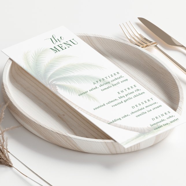 Menu Aquarelle Île Tropicale Palmier Vert (Palm Tree Tropical Island Watercolor Green Menu
)