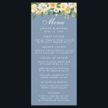 Menu Aquarelle Jaune Floral Dusty Blue Mariage<br><div class="desc">Elégante aquarelle Jaune et blanc Floral Dusty Blue Mariage Carte menu</div>