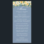 Menu Aquarelle Jaune Floral Dusty Blue Mariage<br><div class="desc">Elégante aquarelle Jaune et blanc Floral Dusty Blue Mariage Carte menu</div>