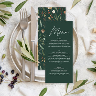 Menu aquarelle mariage botanique vert floral moody