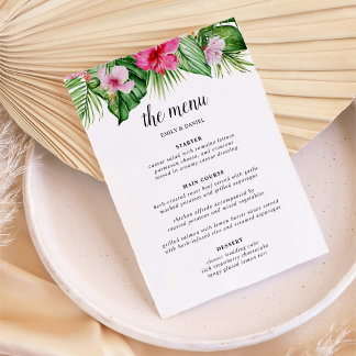 Menu Aquarelle Mariage floral tropical