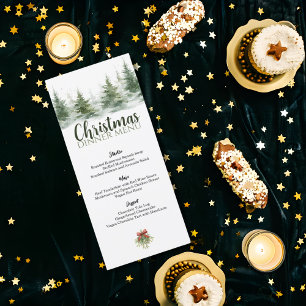 Menu Aquarelle minimaliste de Noël Neige À feuillage pe