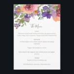 Menu Aquarelle minimaliste violet orange Mariage floral<br><div class="desc">Aquarelle minimaliste violet orange Mariage Floral Menu</div>