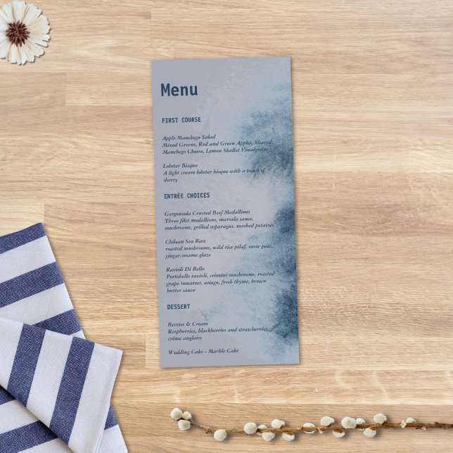 Menu Aquarelle moderne Abstraite ardoise bleu gris (Créateur téléchargé)
