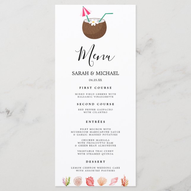 Menu Aquarelle moderne de plage estivale (Devant)