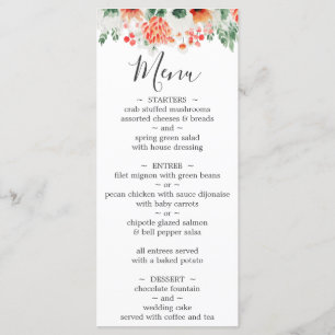 Menu Aquarelle moderne Fleur sauvage tendance Floral