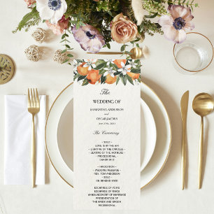 Menu Aquarelle moderne orange et fleurs
