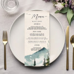 Menu Aquarelle Montagnes Et Pins Mariage<br><div class="desc">Laissez-vous tenter par la beauté tranquille de la nature grâce à notre menu Mariage Watercolor Mountains and Pines. Conçu pour ceux qui apprécient la majesté du plein air, ce menu est un complément idéal à un mariage sur le thème de la nature ou de la montagne. Ce menu mariage présente...</div>