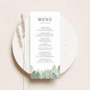 Menu Aquarelle Neige À feuillage persistant Bois Mariag