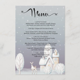 Menu aquarelle neige Maison baby shower