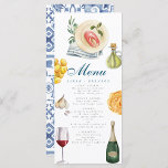 Menu Aquarelle Olive Bleu carrelage Méditerranée Vin<br><div class="desc">Olive Aquarelle Orange Bleu Carrelage Méditerranée Détails</div>