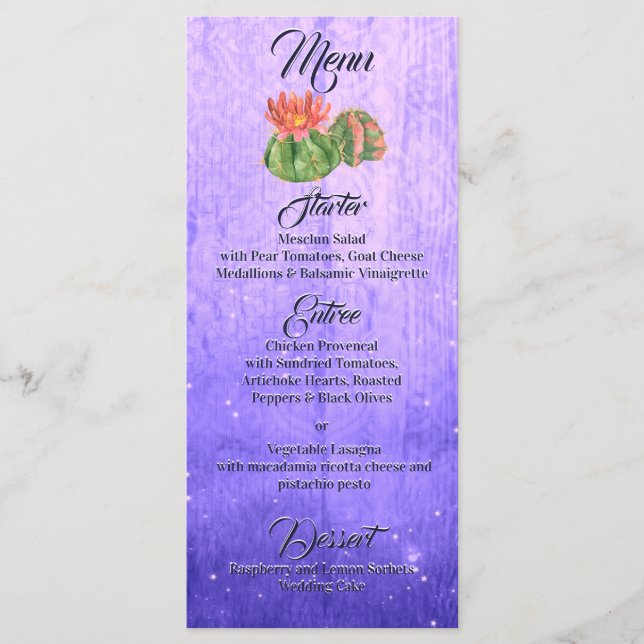 Menu Aquarelle Orange Blooming Cactus Purple (Devant)