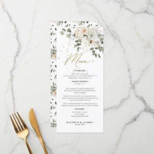 Menu Aquarelle Pale Floral Mariage de verdure végétale