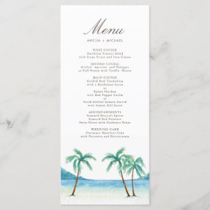 Menu Aquarelle Palm Trees Plage tropicale Mariage