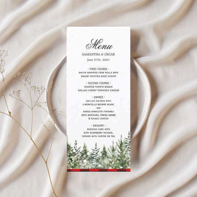 Menu Aquarelle Pine verte et Buffle rouge Plaid (Créateur téléchargé)
