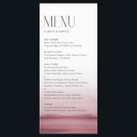 Menu Aquarelle rose Ombre Mariage moderne<br><div class="desc">Carte menu personnalisable avec aquarelle rose ombre et typographie moderne. Personnalisez en ajoutant la date et le choix du repas. Cette carte à l'ombre rose est parfaite pour les mariages, les baby showers, les douches nuptiales, les anniversaires, etc.</div>