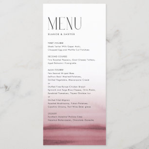 Menu Aquarelle rose Ombre Mariage moderne