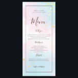 Menu Aquarelle rose Turquoise or Confetti Mariage<br><div class="desc">Un arrière - plan de teals d'aquarelle et de roses avec des éclaboussures de confettis d'or donne à ces cartes de menu une sensation estivale ! La typographie brune est facilement personnalisée à vos propres détails et la partie blanche de l'arrière - plan et les couleurs du texte peuvent être...</div>