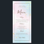 Menu Aquarelle rose Turquoise or Confetti Mariage<br><div class="desc">Un arrière - plan de teals d'aquarelle et de roses avec des éclaboussures de confettis d'or donne à ces cartes de menu une sensation estivale ! La typographie brune est facilement personnalisée à vos propres détails et la partie blanche de l'arrière - plan et les couleurs du texte peuvent être...</div>