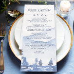 Menu Aquarelle Rustique Mariage Blue Mountain<br><div class="desc">Laissez-vous séduire par l'élégance et le raffinement de vos hôtes mariages grâce à notre carte de menu Mariage Blue Mountain Watercolor. Inspirée par la beauté sereine de la nature, cette carte de menu est pensée pour capturer l'essence de votre histoire d'amour. Chaque menu présente une délicate aquarelle reflétant les teintes...</div>