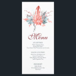 Menu Aquarelle Succulent Floral Bat mitzvah botanique<br><div class="desc">Ce design présente un élégant bouquet de fleurs succulentes aquarelle en bleu et argent doux avec des fleurs de corail rouge sur un arrière - plan blanc avec vos informations Menu au centre. Personnalisez en modifiant le texte dans les zones de texte. Conçu pour vous par Evco Studio www.zazzle.com/store/evcostudio #mitzvah...</div>