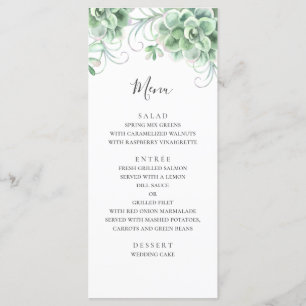 Menu Aquarelle succulente. Mariage de cactus verdoyant