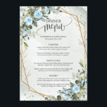 Menu Aquarelle tendance Fleurs bleues glacées Eucalyptu<br><div class="desc">Aquarelle tendance Fleurs bleues glaces Eucalyptus or dîner menu Ce boho impressionnant design floral a présenté aquarelle bleu clair fleurs mélangé bleu glace roses et vert eucalyptus feuillage, tissé dans un cadre faux or et combiné moderne de script de calligraphie. Т son irrésistible symphonie colorée est élégamment posée sur un...</div>