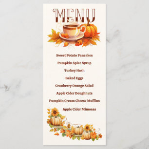 Menu Aquarelle Thanksgiving Citrouilles et café