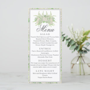 Menu Aquarelle Vert et Blanc Hydrangea Crest