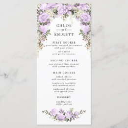 Menu Aquarelle violet Mariage floral