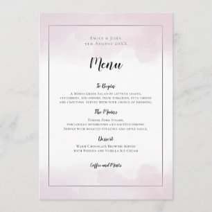 Menu Aquarelles rose vif Mariage de script noir