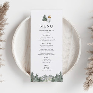 Menu Arbre de pin de montagne Baby Shower d'hiver