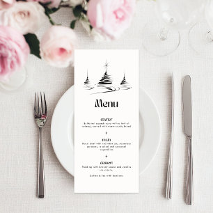 Menu Arbres dessinés à la main minimalistes noirs pour 