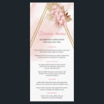 Menu Arc d'or feuille Boho Blush Pink Orchid séché Palm<br><div class="desc">Boho Blush Pink Orchid Dried Palm feuille Gold Arch Dinner Menu,  Contactez-moi pour les articles correspondants ou pour la personnalisation,  Blush Roses ©</div>