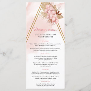 Menu Arc d'or feuille d'orchidées roses de Boho Blush
