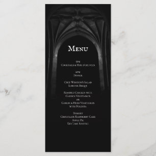 Menu Arc gothique Mariage élégant Noir et Blanc foncé
